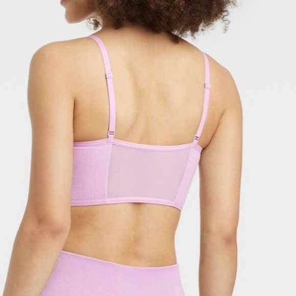 Colsie Pink Corset Ribbed Mesh Top - Picture 4 of 10